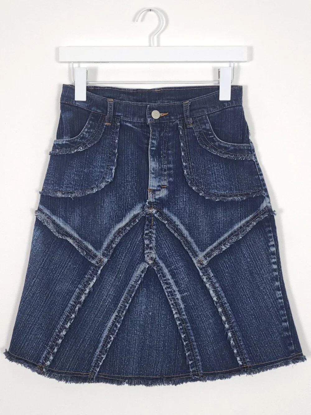Retro Distressed Denim Mini Skirt
